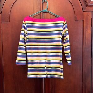 Ralph Lauren Striped Multicolor Women's Boat Neck Top Size Large